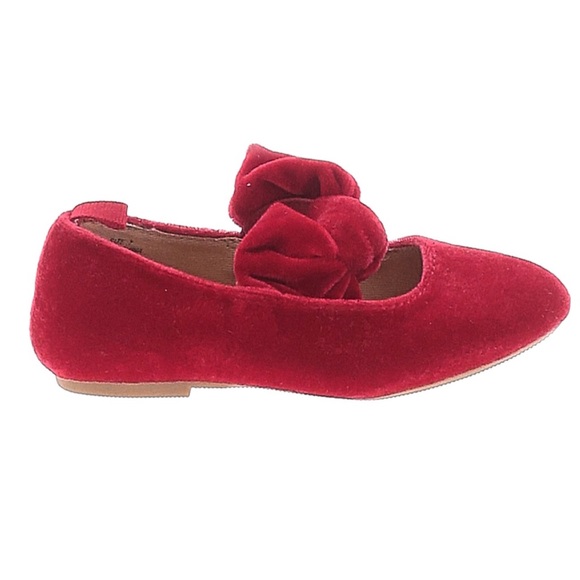 GAP Red Bow Velvet Ballet Flats - Picture 1 of 6
